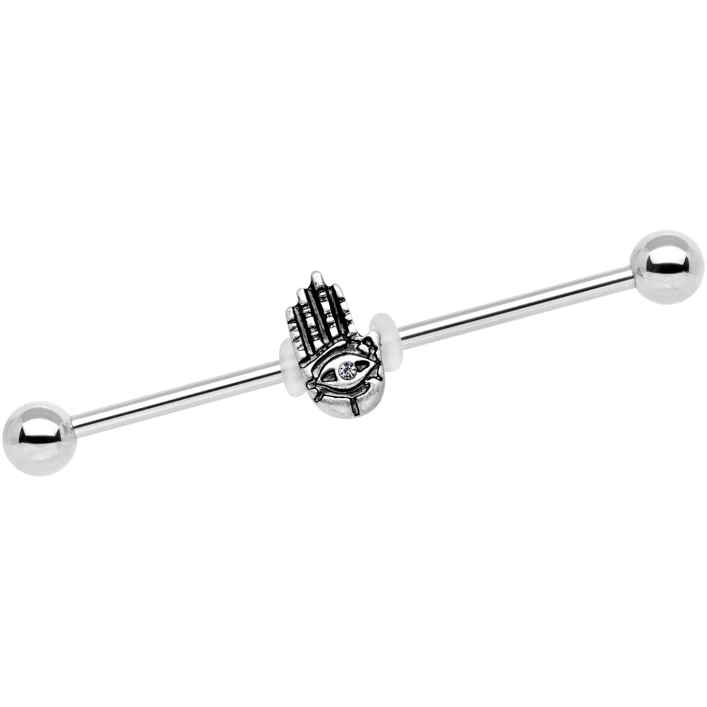 Clear Gem Hamsa Eye Industrial Barbell 38mm - BodyCandy - Flyclothing LLC