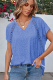 V-Neck Short Sleeve T-Shirt - Trendsi - Flyclothing LLC