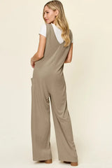 Double Take Full Size Sleeveless Wide Leg Jumpsuit with Pockets - Trendsi - Flyclothing LLC
