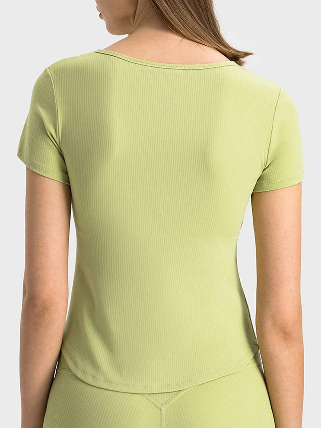 Notched Short Sleeve Active T-Shirt - Trendsi - Flyclothing LLC
