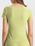 Notched Short Sleeve Active T-Shirt - Trendsi - Flyclothing LLC
