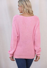V-Neck Drop Shoulder Sweater - Trendsi - Flyclothing LLC