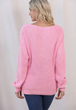 V-Neck Drop Shoulder Sweater - Trendsi