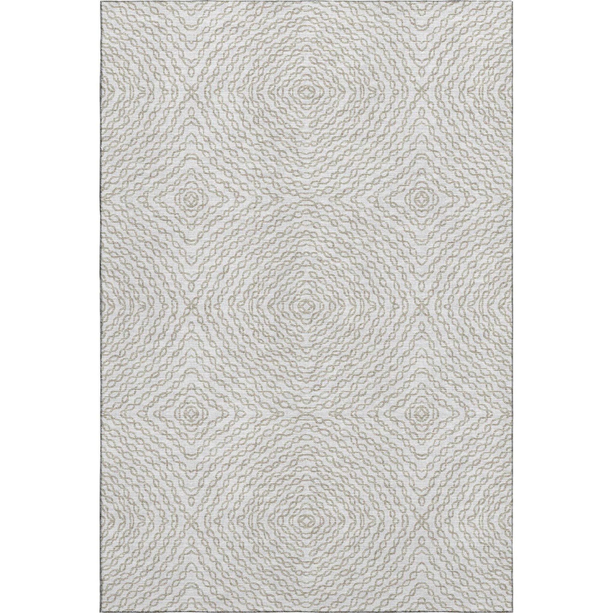 3' X 5' Linen And Ivory Geometric Washable Area Rug With UV Protection - HomeRoots - Flyclothing LLC