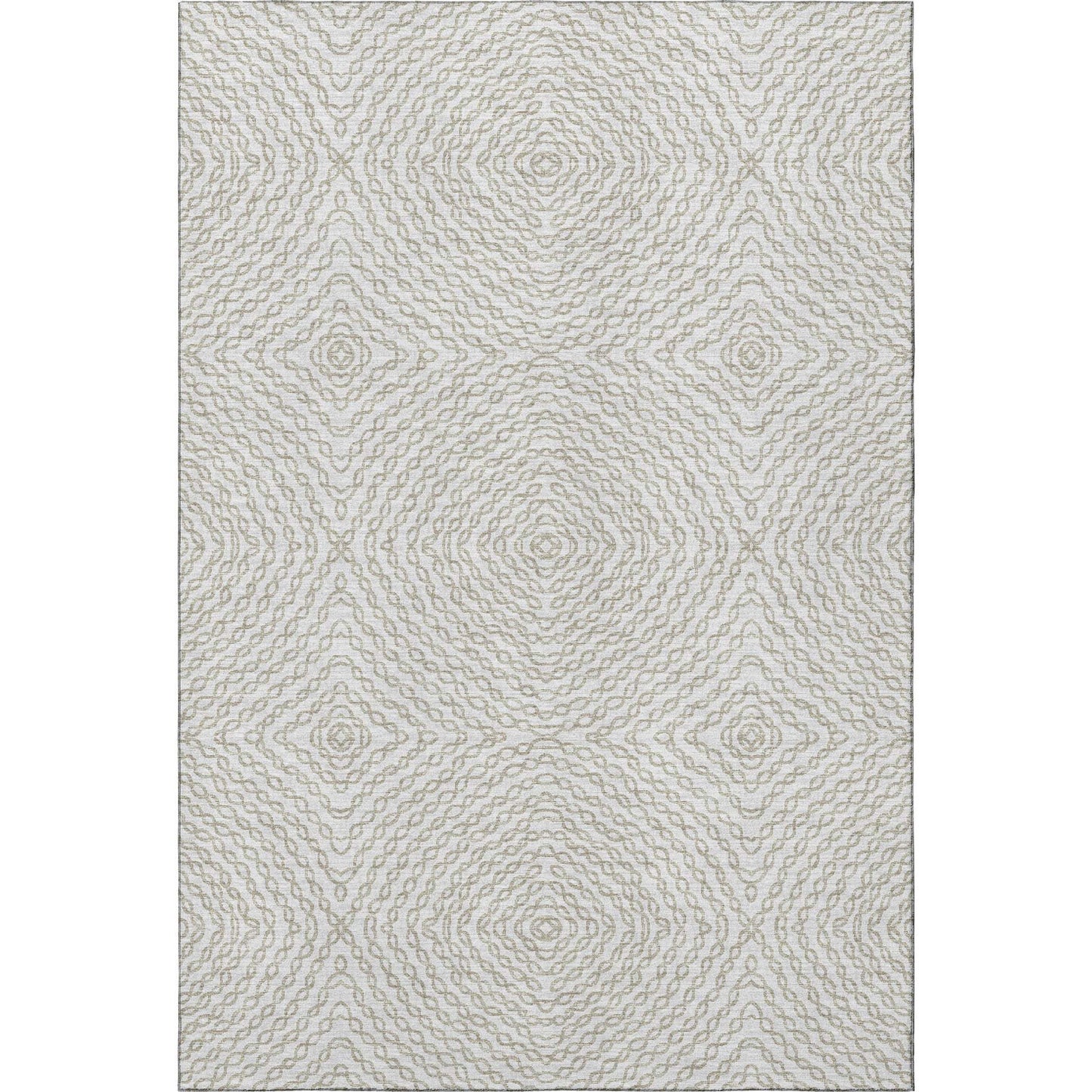 3' X 5' Linen And Ivory Geometric Washable Area Rug With UV Protection - HomeRoots - Flyclothing LLC