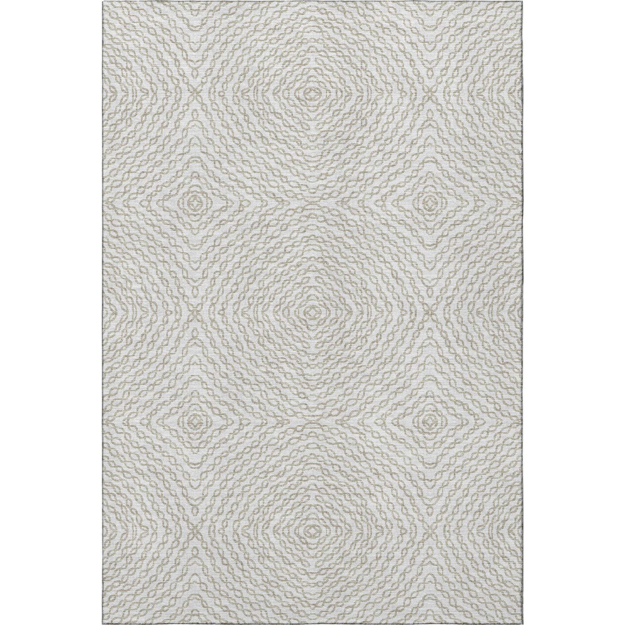 3' X 5' Linen And Ivory Geometric Washable Area Rug With UV Protection - HomeRoots - Flyclothing LLC