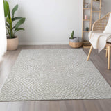 5' X 8' Linen And Ivory Geometric Washable Area Rug With UV Protection - HomeRoots - Flyclothing LLC
