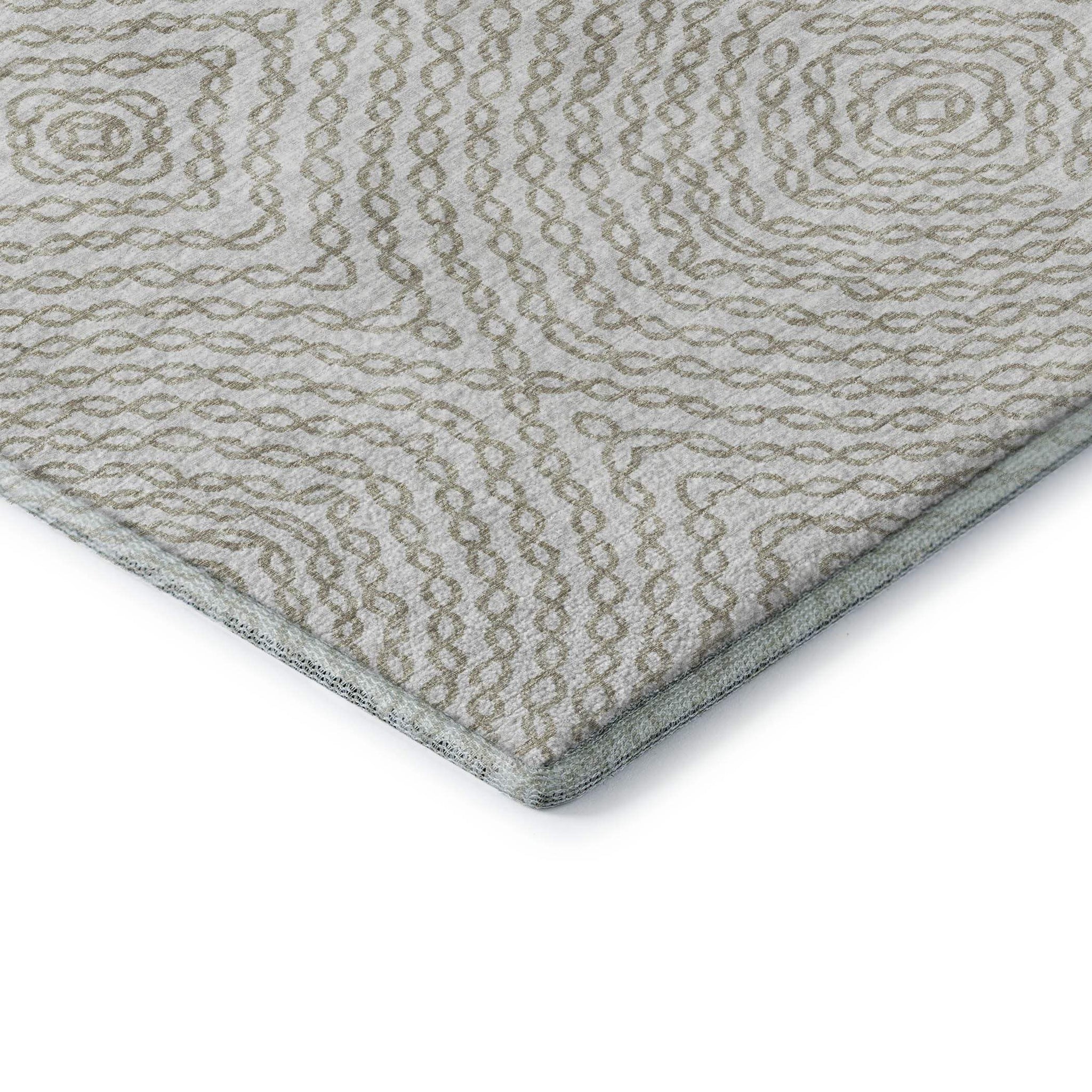 5' X 8' Linen And Ivory Geometric Washable Area Rug With UV Protection - HomeRoots - Flyclothing LLC