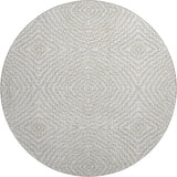 8' Linen And Ivory Geometric Washable Round Rug With UV Protection - HomeRoots - Flyclothing LLC