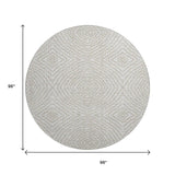 8' Linen And Ivory Geometric Washable Round Rug With UV Protection - HomeRoots - Flyclothing LLC