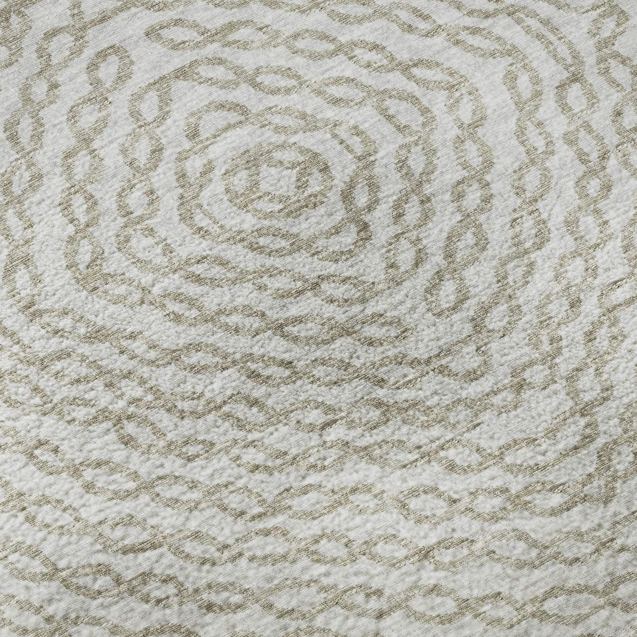 8' X 10' Linen And Ivory Geometric Washable Area Rug With UV Protection - HomeRoots - Flyclothing LLC