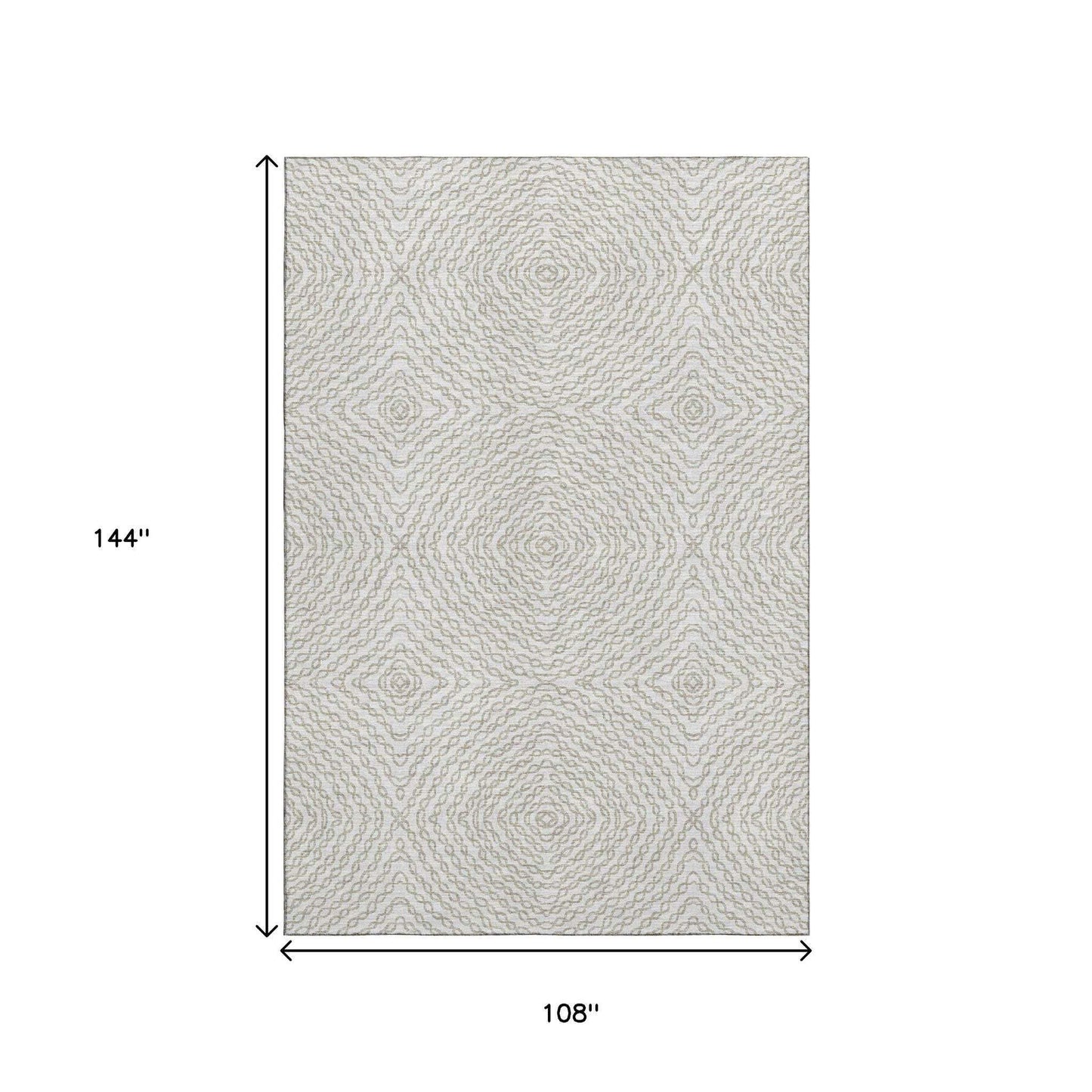 9' X 12' Linen And Ivory Geometric Washable Area Rug With UV Protection - HomeRoots - Flyclothing LLC