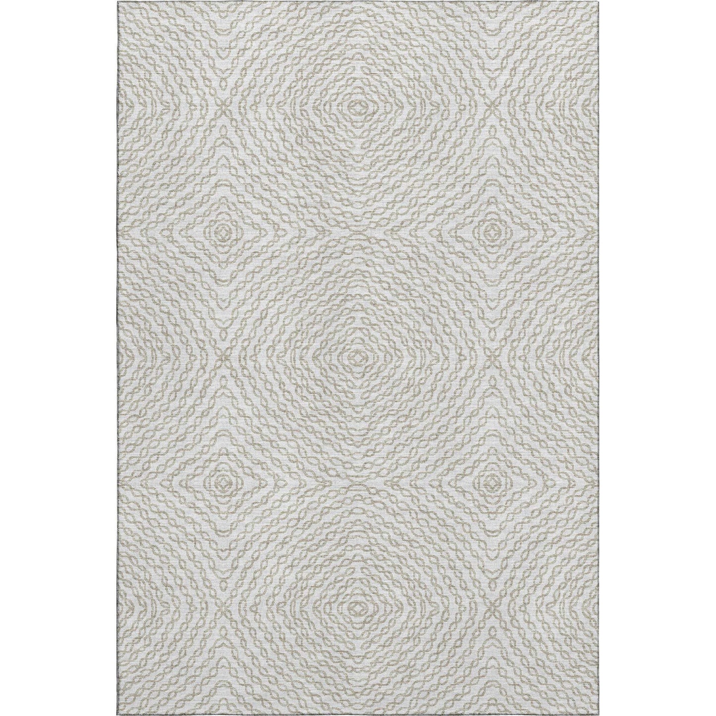 9' X 12' Linen And Ivory Geometric Washable Area Rug With UV Protection - HomeRoots - Flyclothing LLC