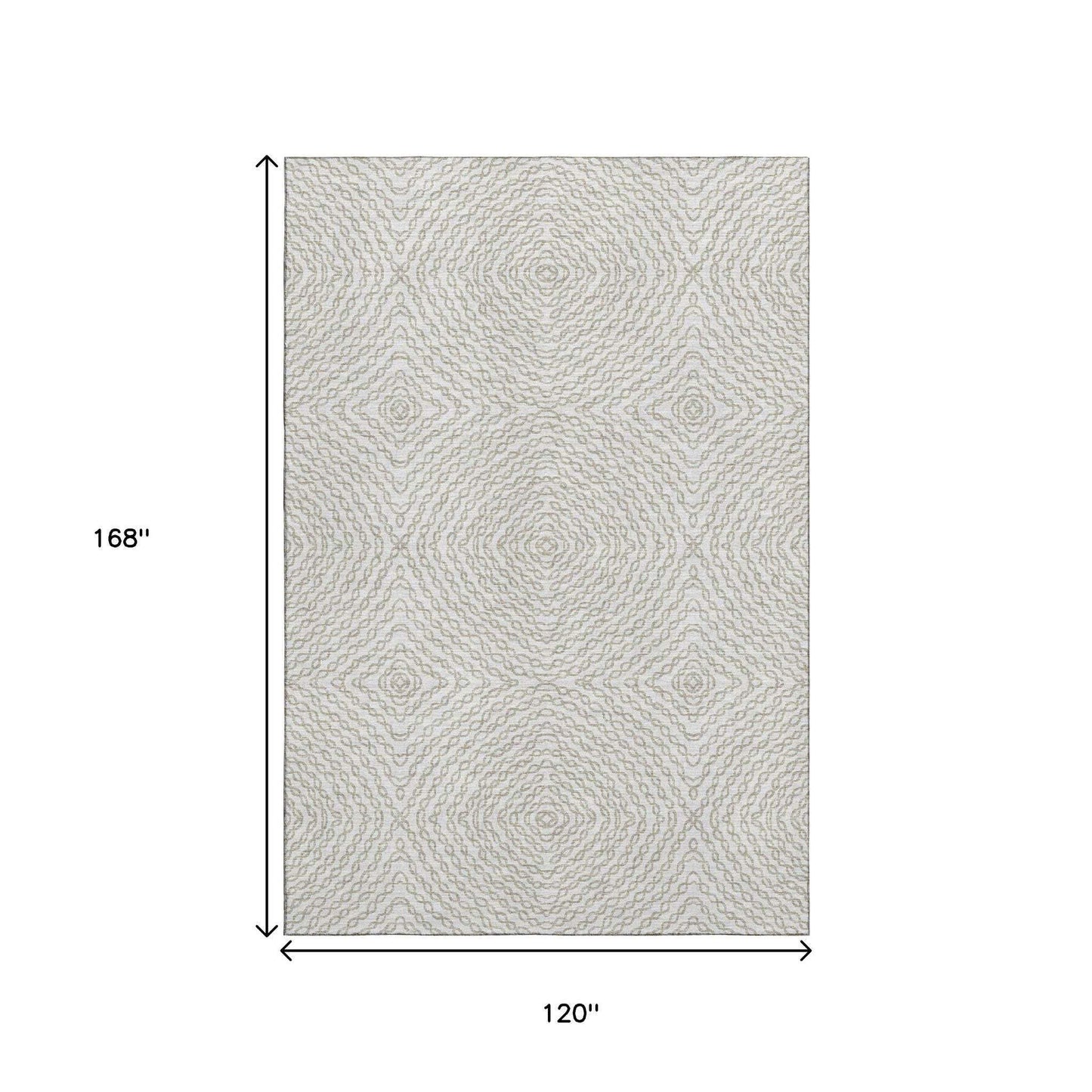 10' X 14' Linen And Ivory Geometric Washable Area Rug With UV Protection - HomeRoots - Flyclothing LLC