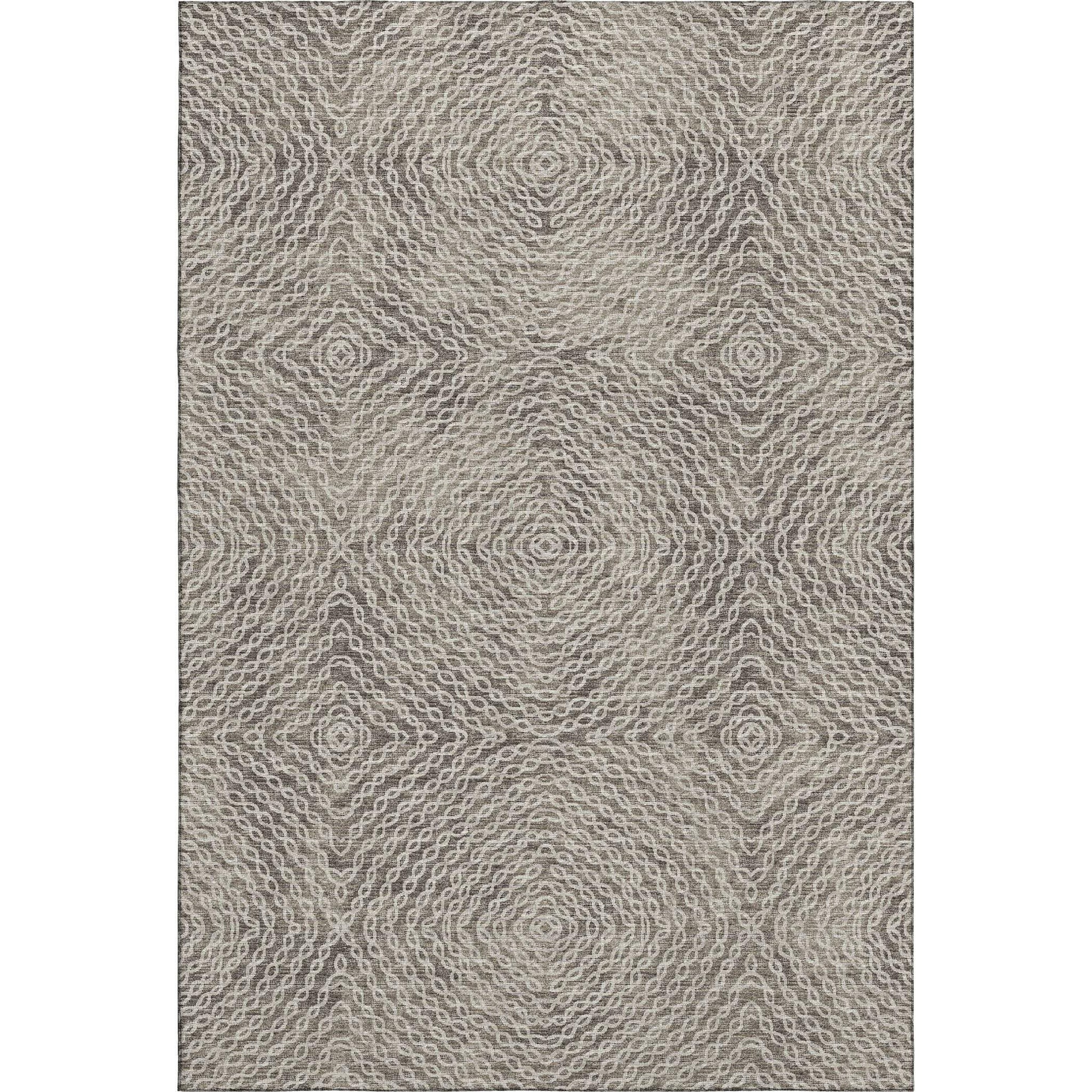 5' X 8' Coffee And Beige Geometric Washable Area Rug With UV Protection - HomeRoots - Flyclothing LLC