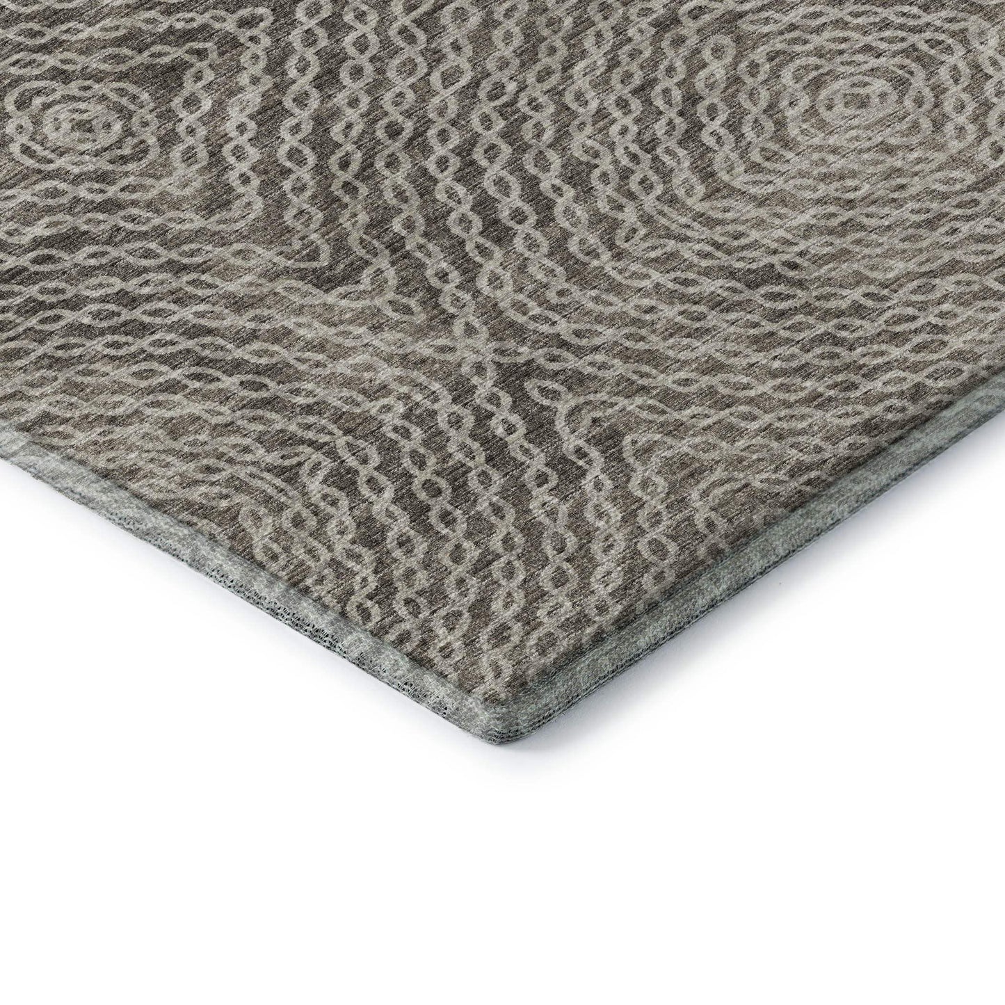 5' X 8' Coffee And Beige Geometric Washable Area Rug With UV Protection - HomeRoots - Flyclothing LLC