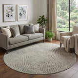 8' Coffee And Beige Geometric Washable Round Rug With UV Protection - HomeRoots - Flyclothing LLC