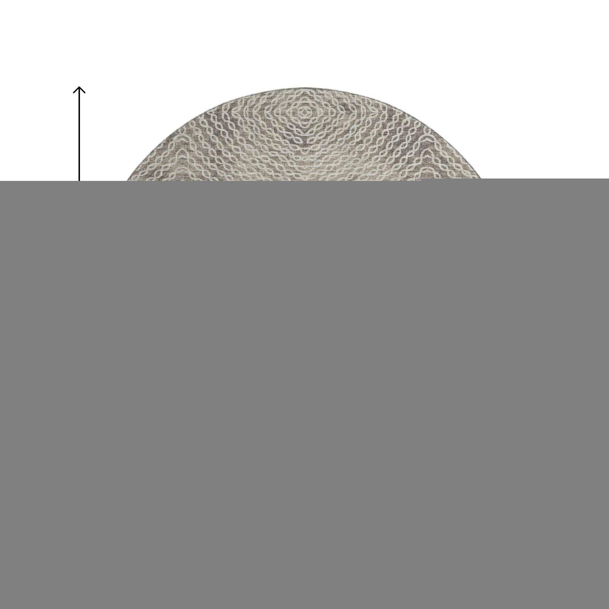 8' Coffee And Beige Geometric Washable Round Rug With UV Protection - HomeRoots - Flyclothing LLC
