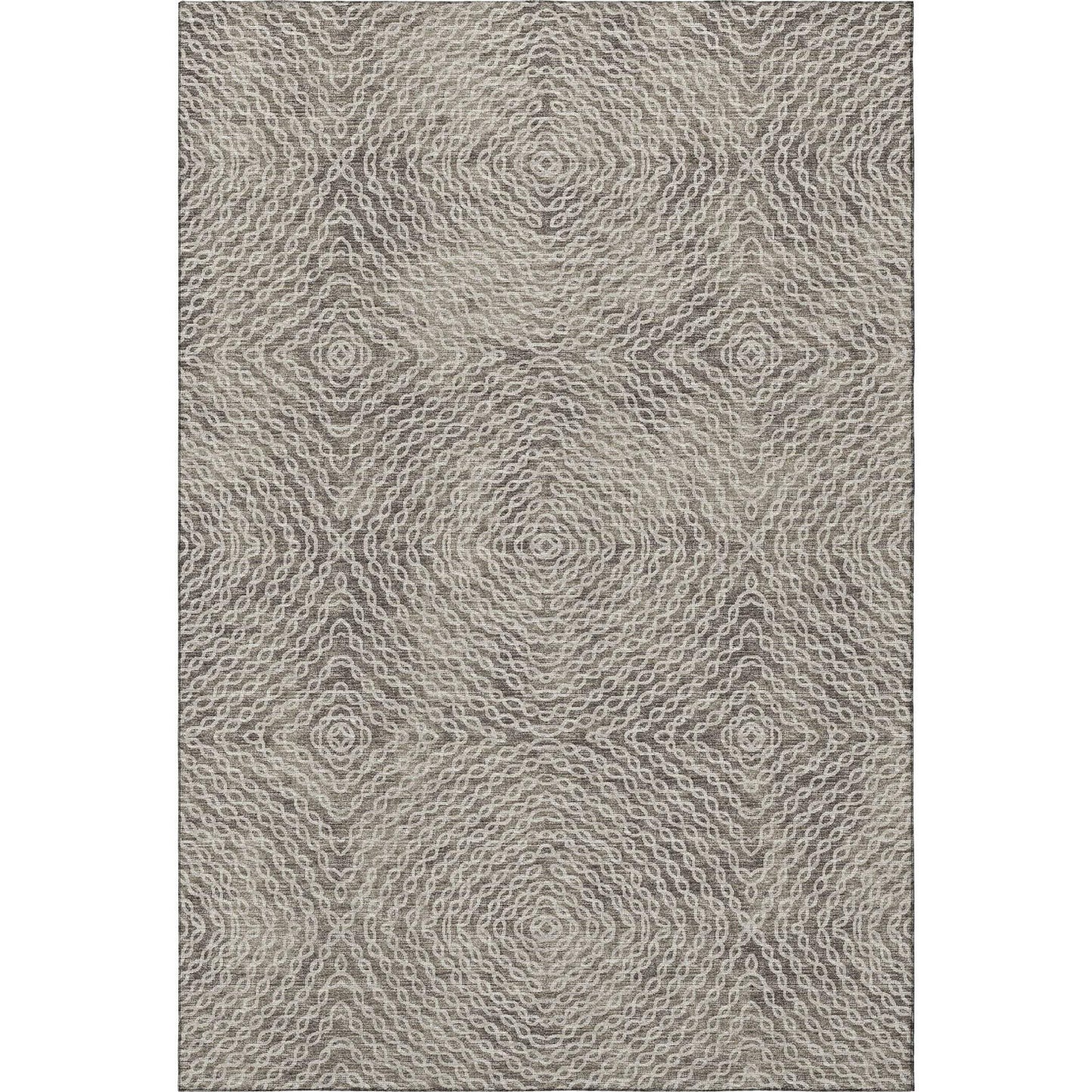 8' X 10' Coffee And Beige Geometric Washable Area Rug With UV Protection - HomeRoots - Flyclothing LLC