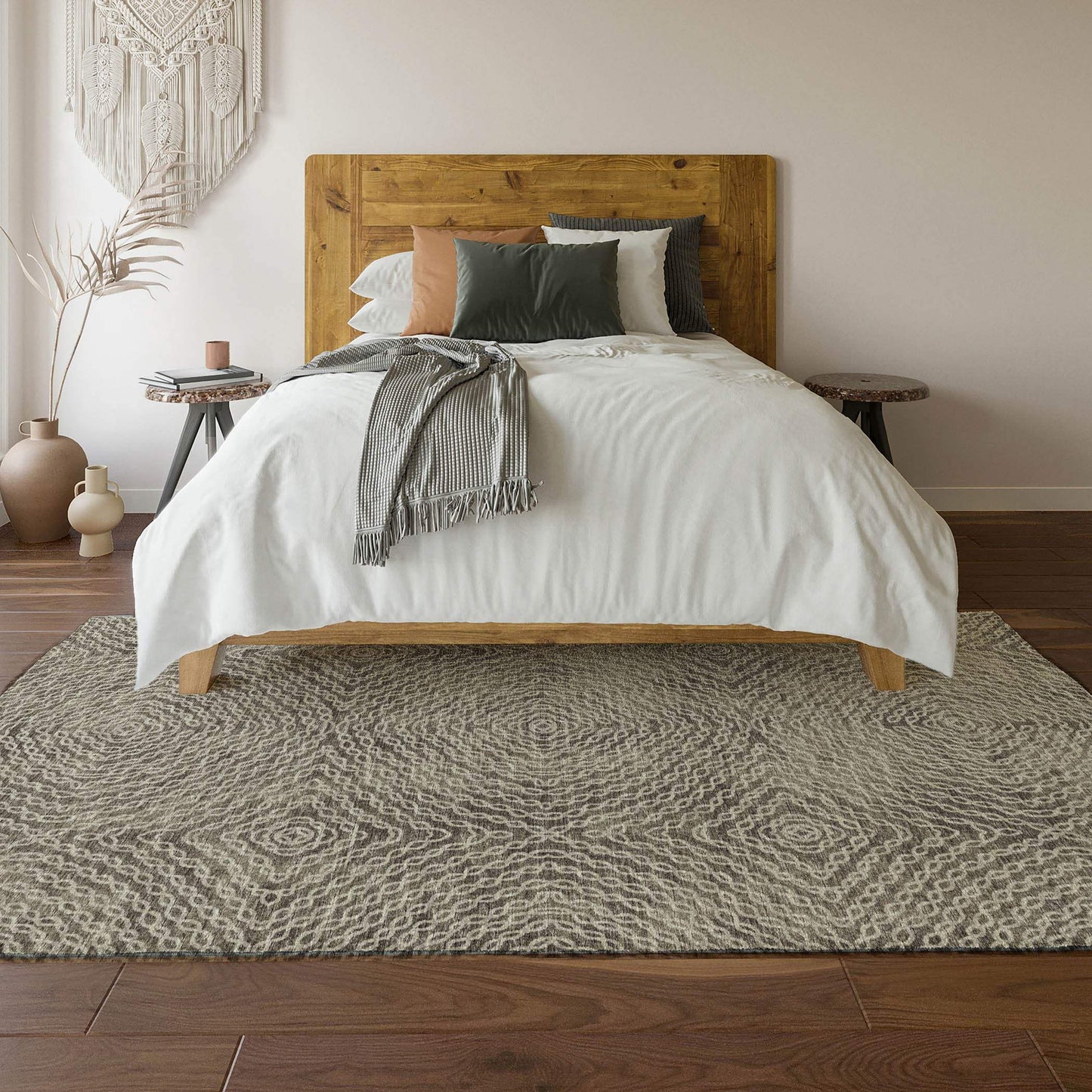 10' X 14' Coffee And Beige Geometric Washable Area Rug With UV Protection - HomeRoots - Flyclothing LLC