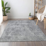 5' X 8' Ash Gray And Charcoal Geometric Washable Area Rug With UV Protection - HomeRoots - Flyclothing LLC