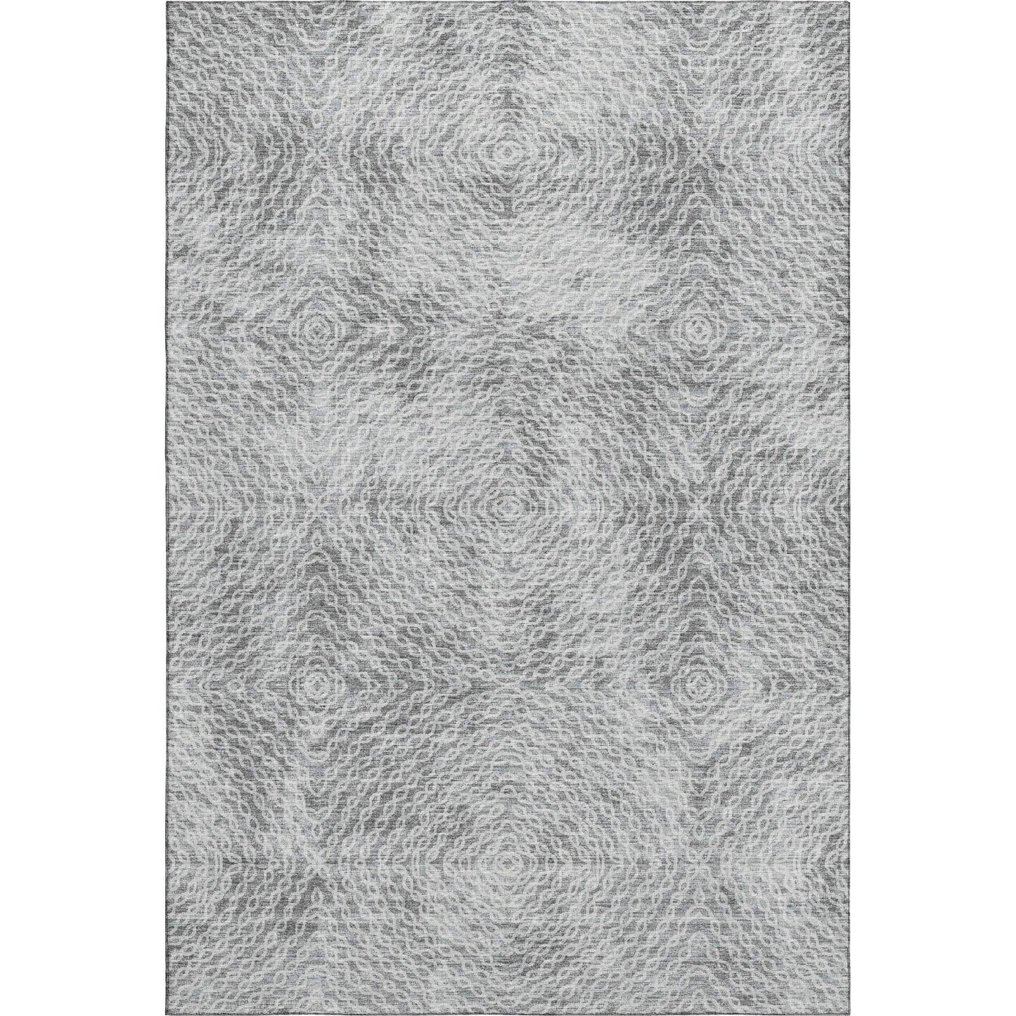 5' X 8' Ash Gray And Charcoal Geometric Washable Area Rug With UV Protection - HomeRoots - Flyclothing LLC