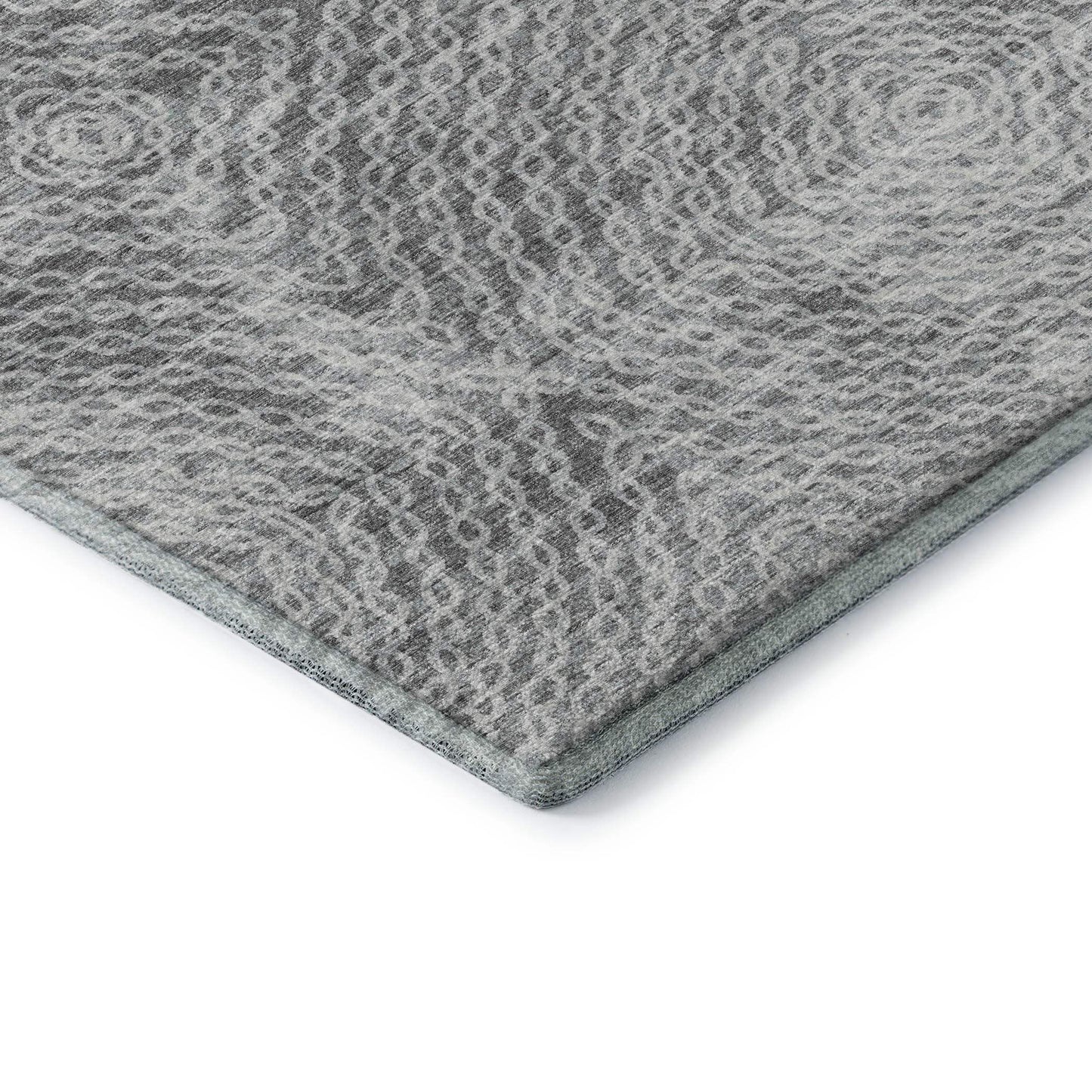 5' X 8' Ash Gray And Charcoal Geometric Washable Area Rug With UV Protection - HomeRoots - Flyclothing LLC