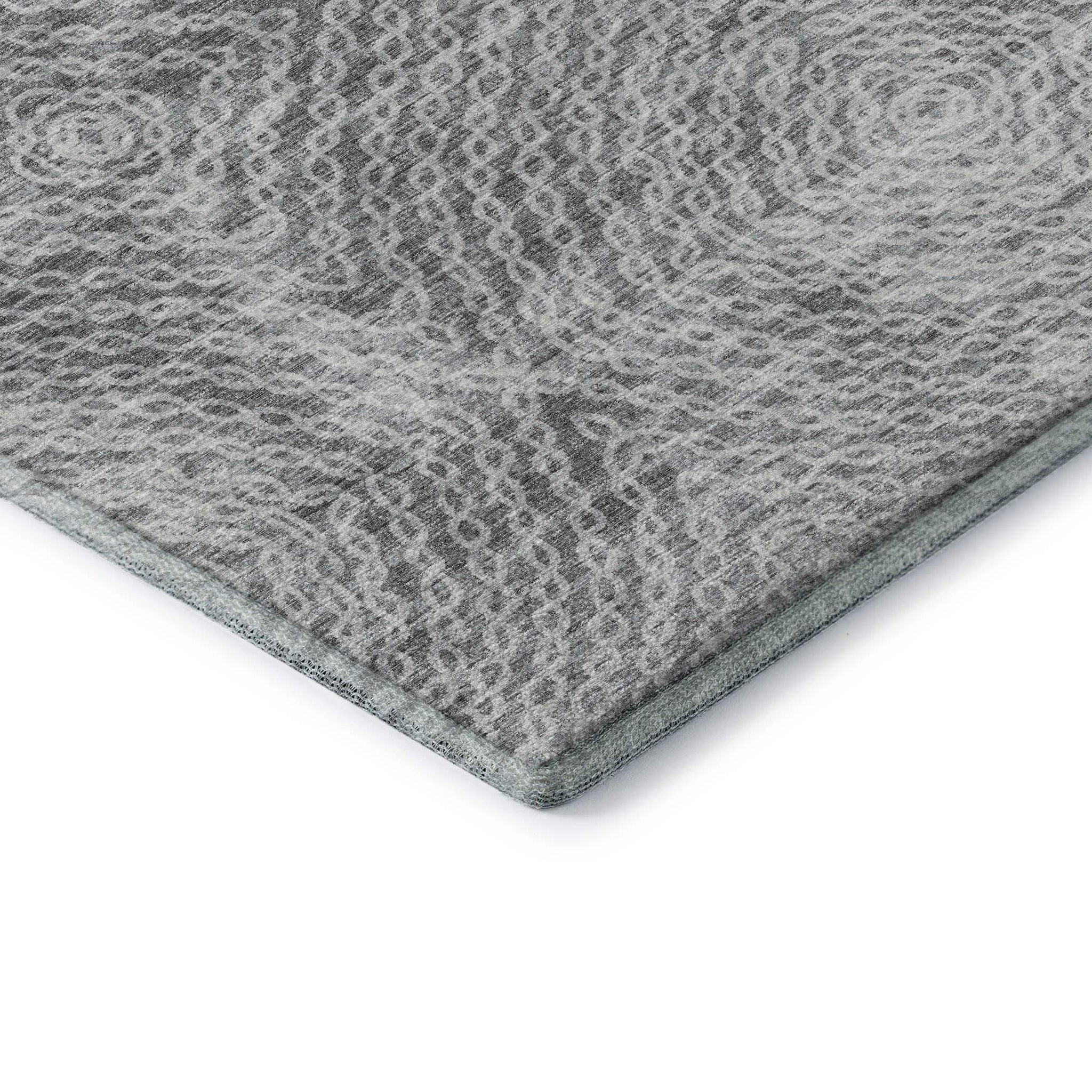 5' X 8' Ash Gray And Charcoal Geometric Washable Area Rug With UV Protection - HomeRoots - Flyclothing LLC