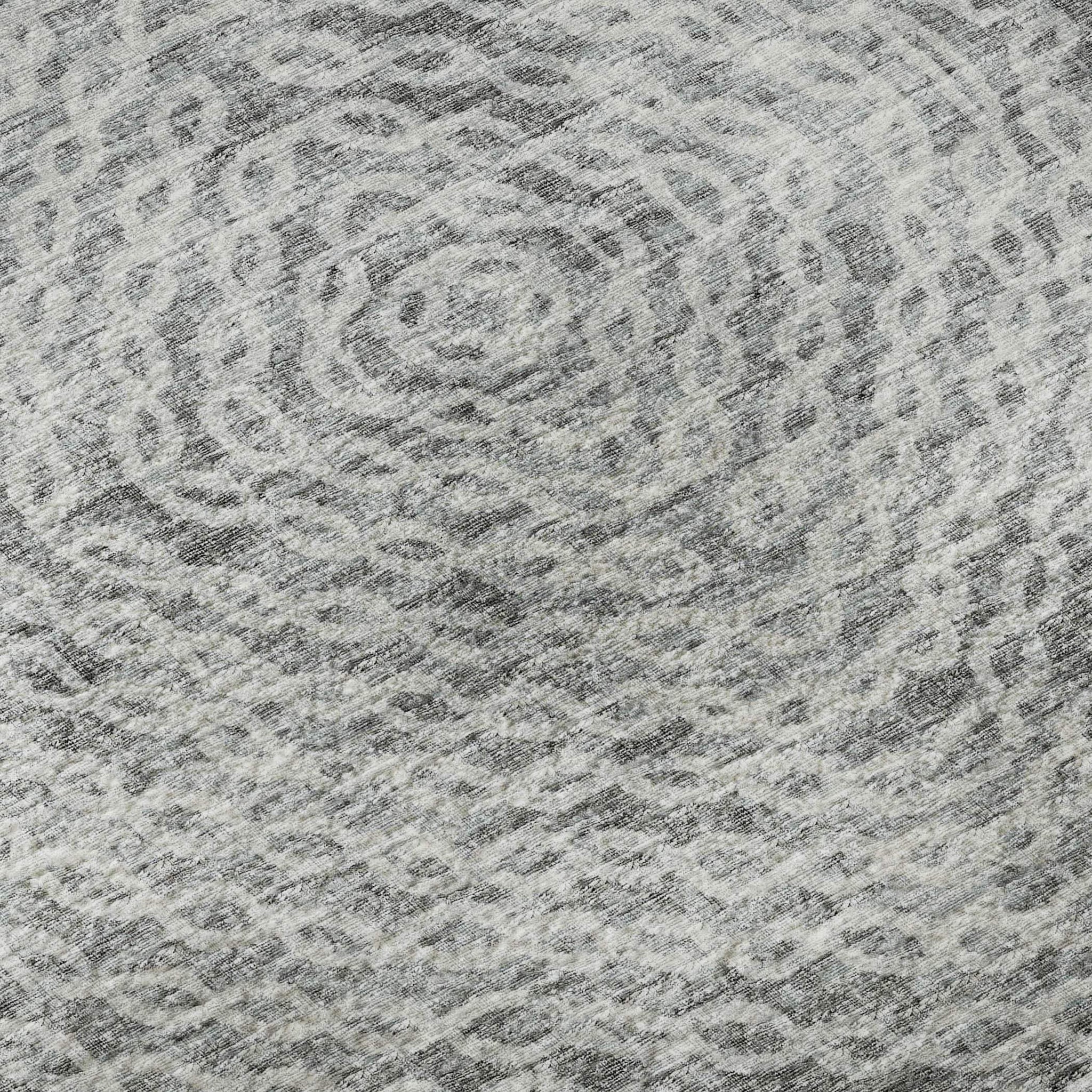 5' X 8' Ash Gray And Charcoal Geometric Washable Area Rug With UV Protection - HomeRoots - Flyclothing LLC