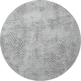 8' Ash Gray And Charcoal Geometric Washable Round Rug With UV Protection - HomeRoots - Flyclothing LLC