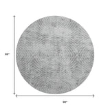 8' Ash Gray And Charcoal Geometric Washable Round Rug With UV Protection - HomeRoots - Flyclothing LLC