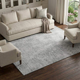 8' X 10' Ash Gray And Charcoal Geometric Washable Area Rug With UV Protection - HomeRoots - Flyclothing LLC