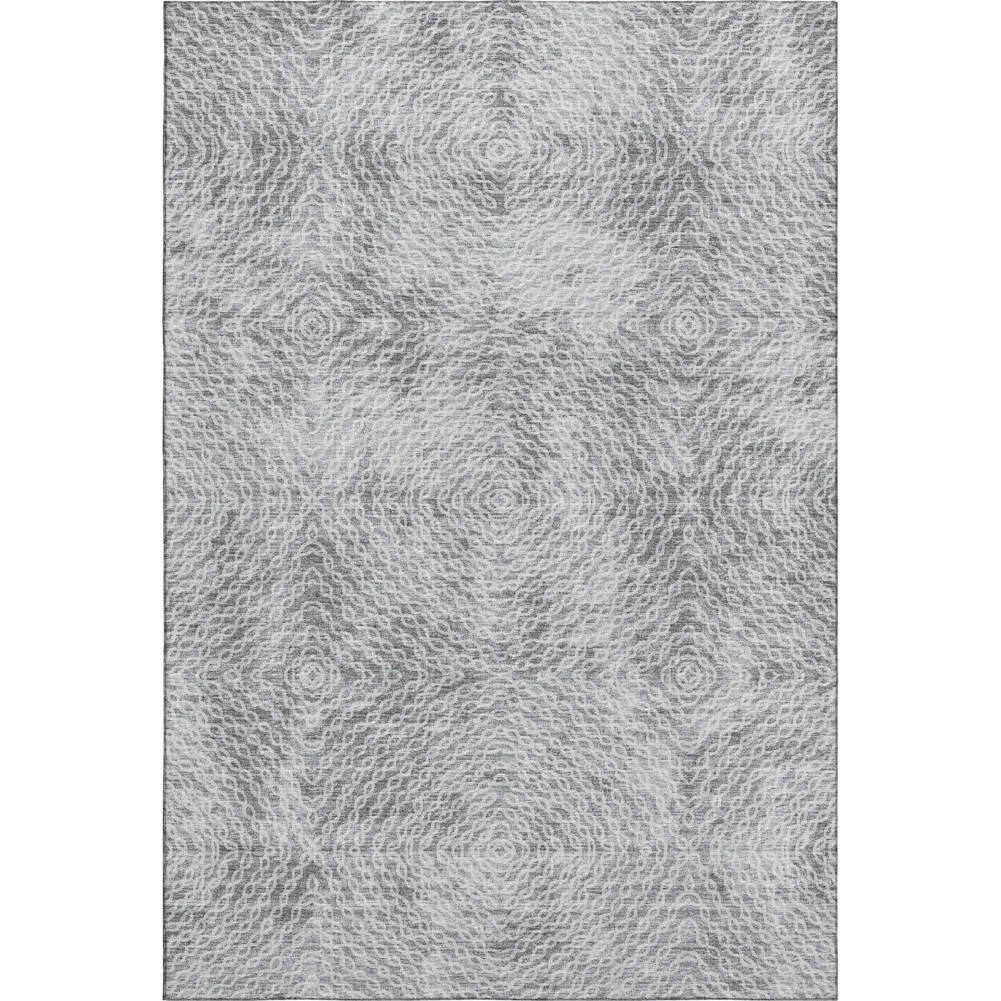 9' X 12' Ash Gray And Charcoal Geometric Washable Area Rug With UV Protection - HomeRoots - Flyclothing LLC
