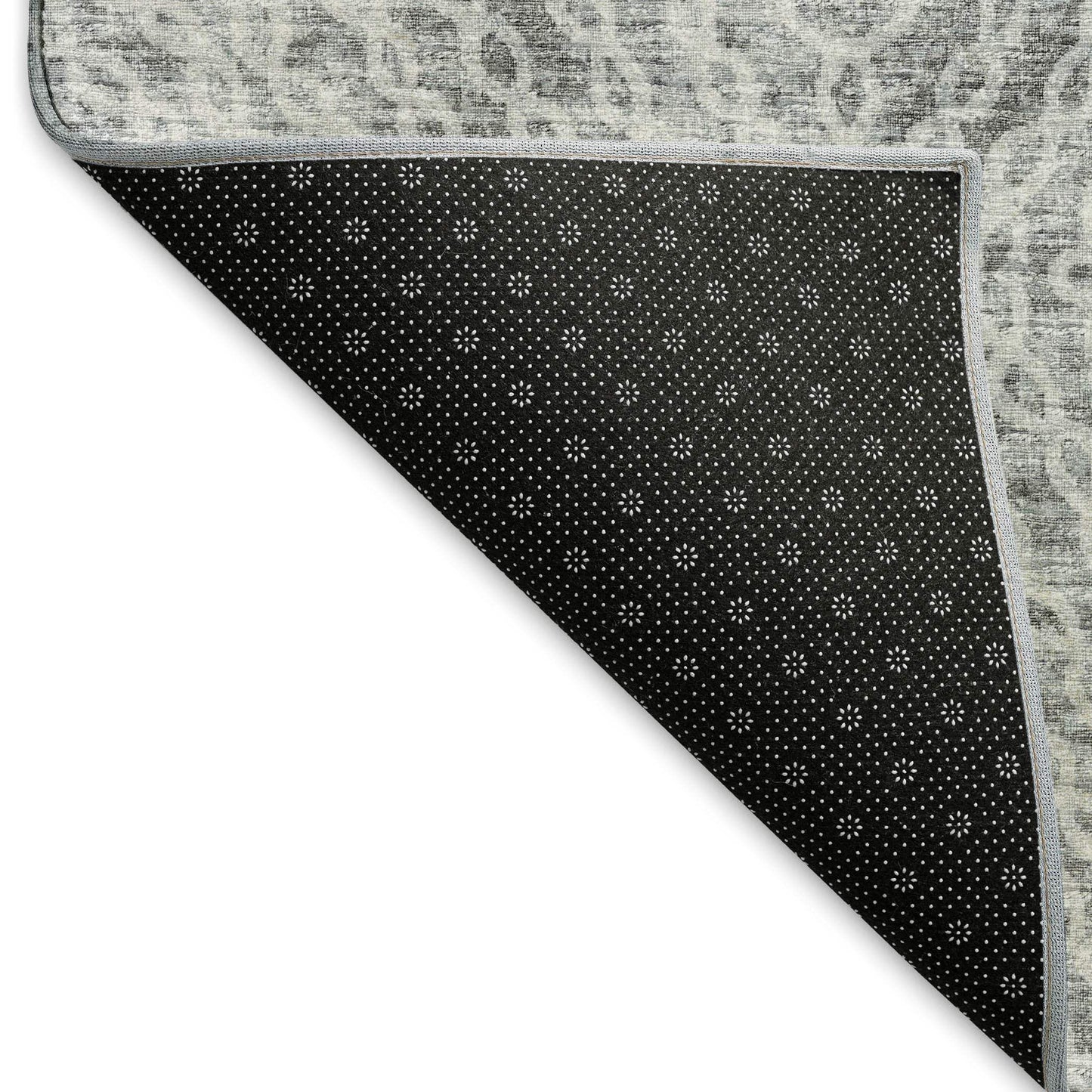 9' X 12' Ash Gray And Charcoal Geometric Washable Area Rug With UV Protection - HomeRoots - Flyclothing LLC