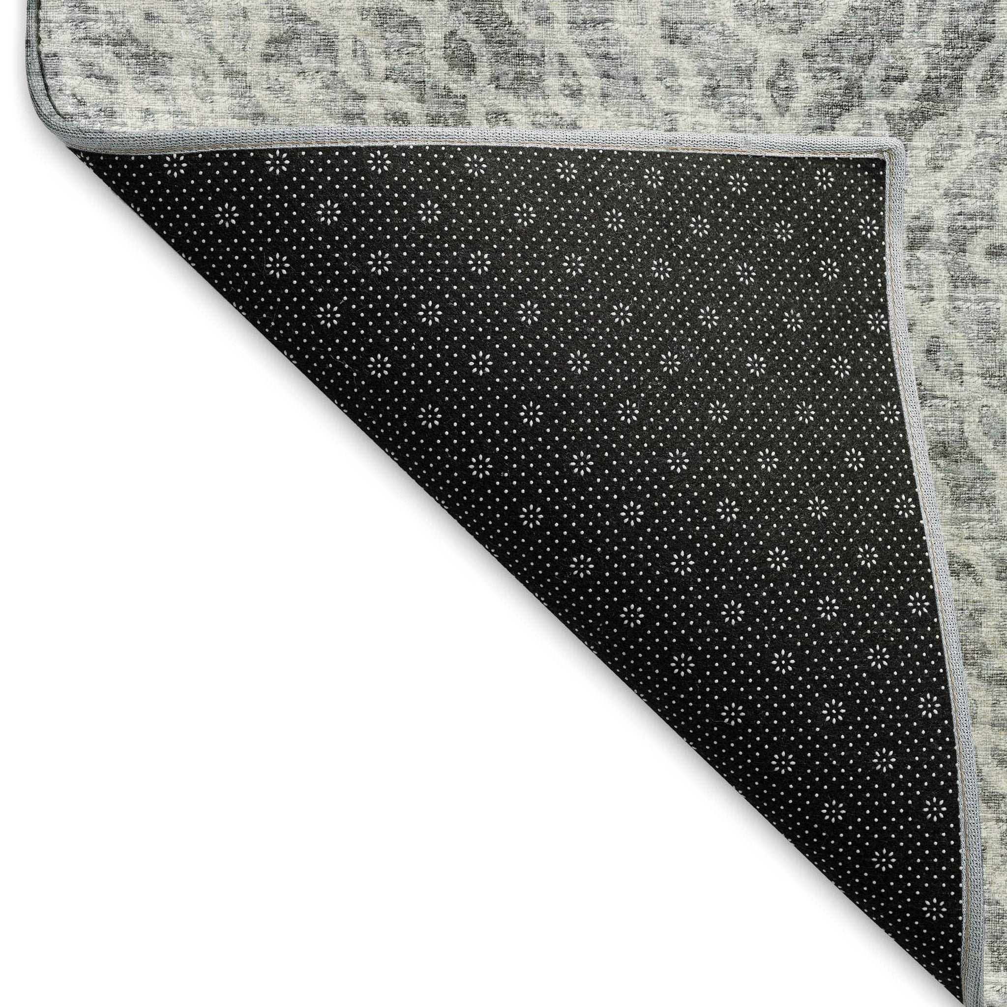 9' X 12' Ash Gray And Charcoal Geometric Washable Area Rug With UV Protection - HomeRoots - Flyclothing LLC