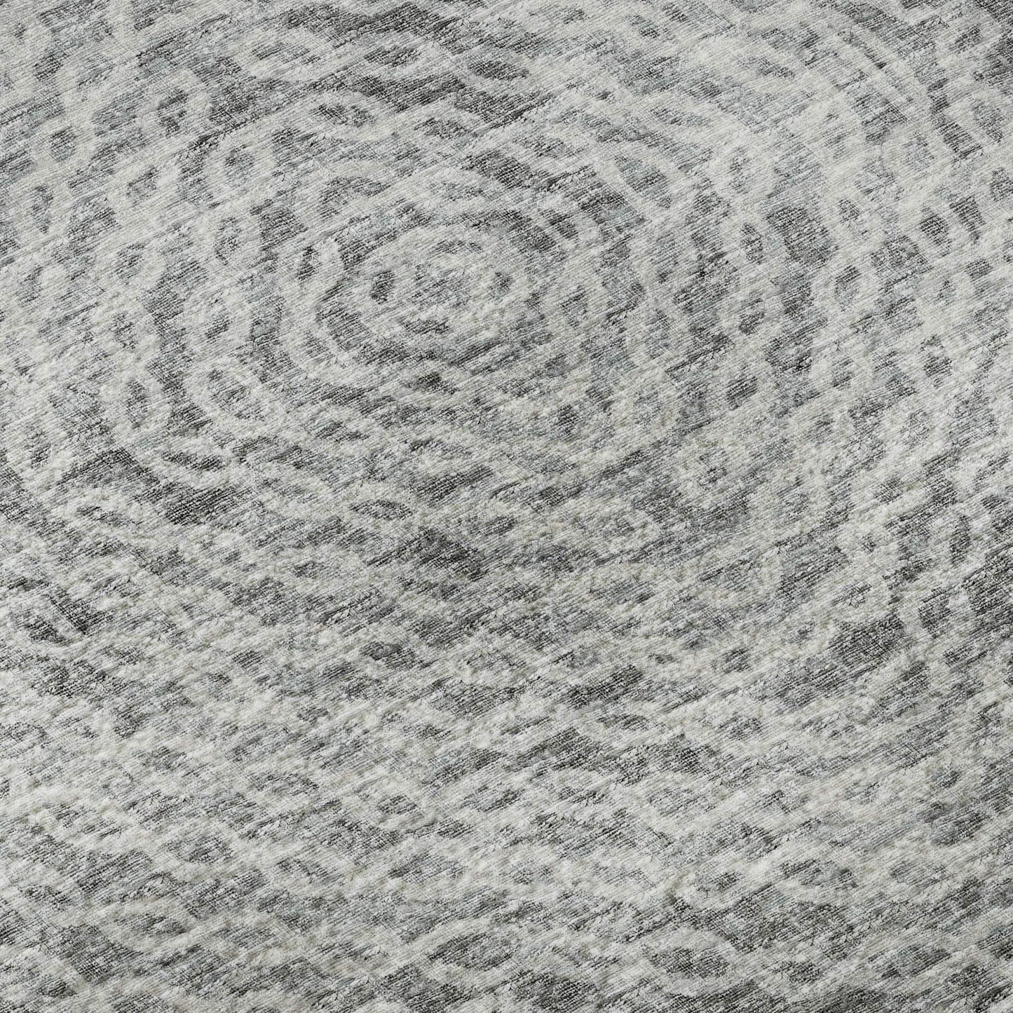 9' X 12' Ash Gray And Charcoal Geometric Washable Area Rug With UV Protection - HomeRoots - Flyclothing LLC