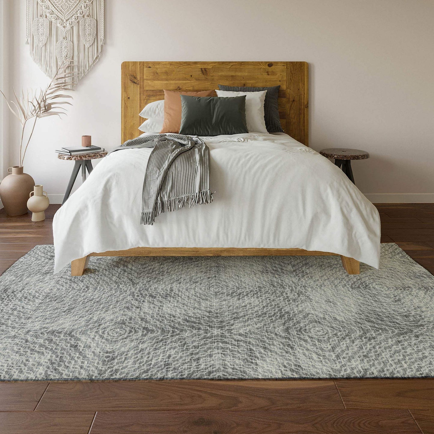 9' X 12' Ash Gray And Charcoal Geometric Washable Area Rug With UV Protection - HomeRoots - Flyclothing LLC