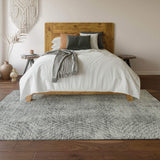 9' X 12' Ash Gray And Charcoal Geometric Washable Area Rug With UV Protection - HomeRoots - Flyclothing LLC