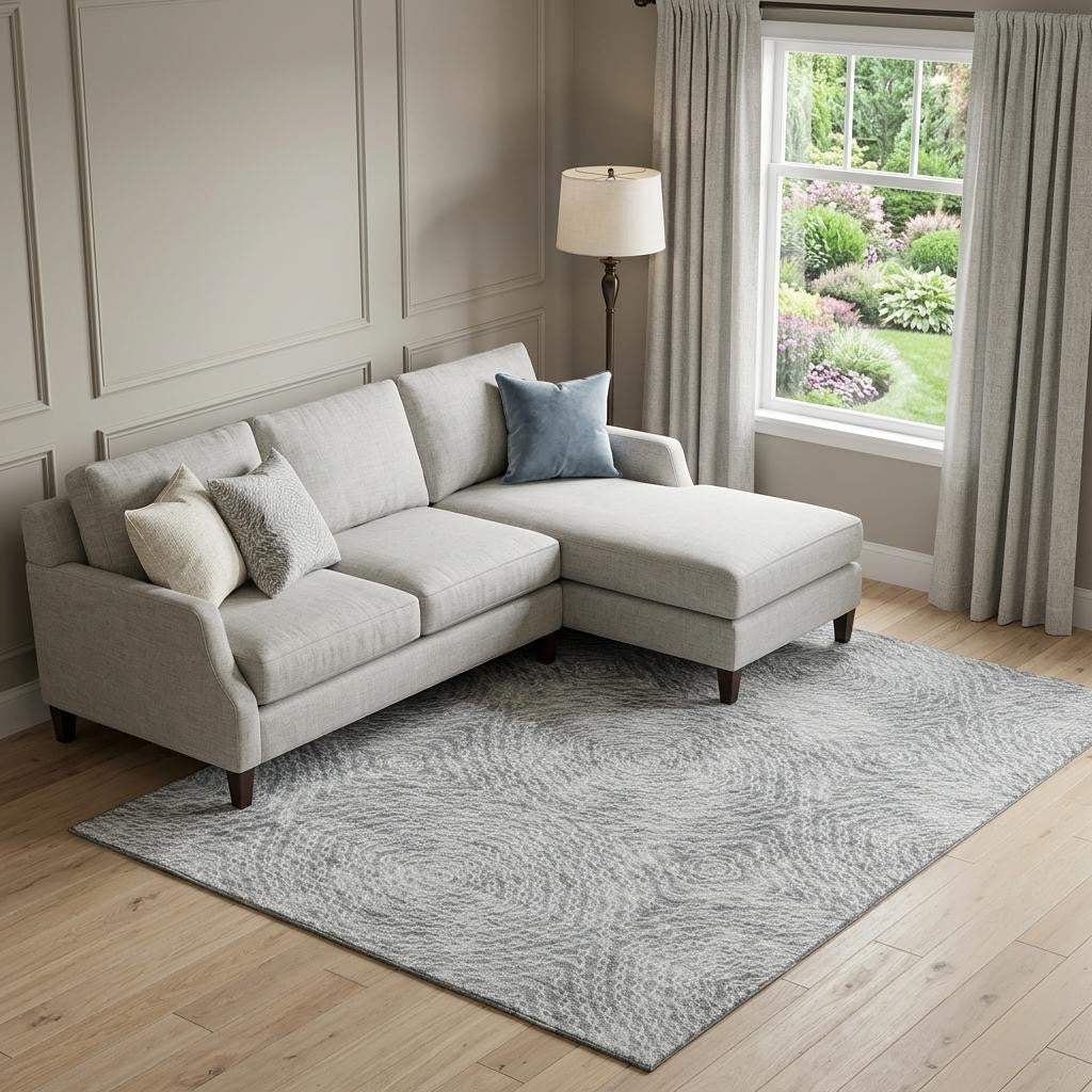 9' X 12' Ash Gray And Charcoal Geometric Washable Area Rug With UV Protection - HomeRoots - Flyclothing LLC