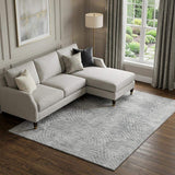 10' X 14' Ash Gray And Charcoal Geometric Washable Area Rug With UV Protection - HomeRoots - Flyclothing LLC