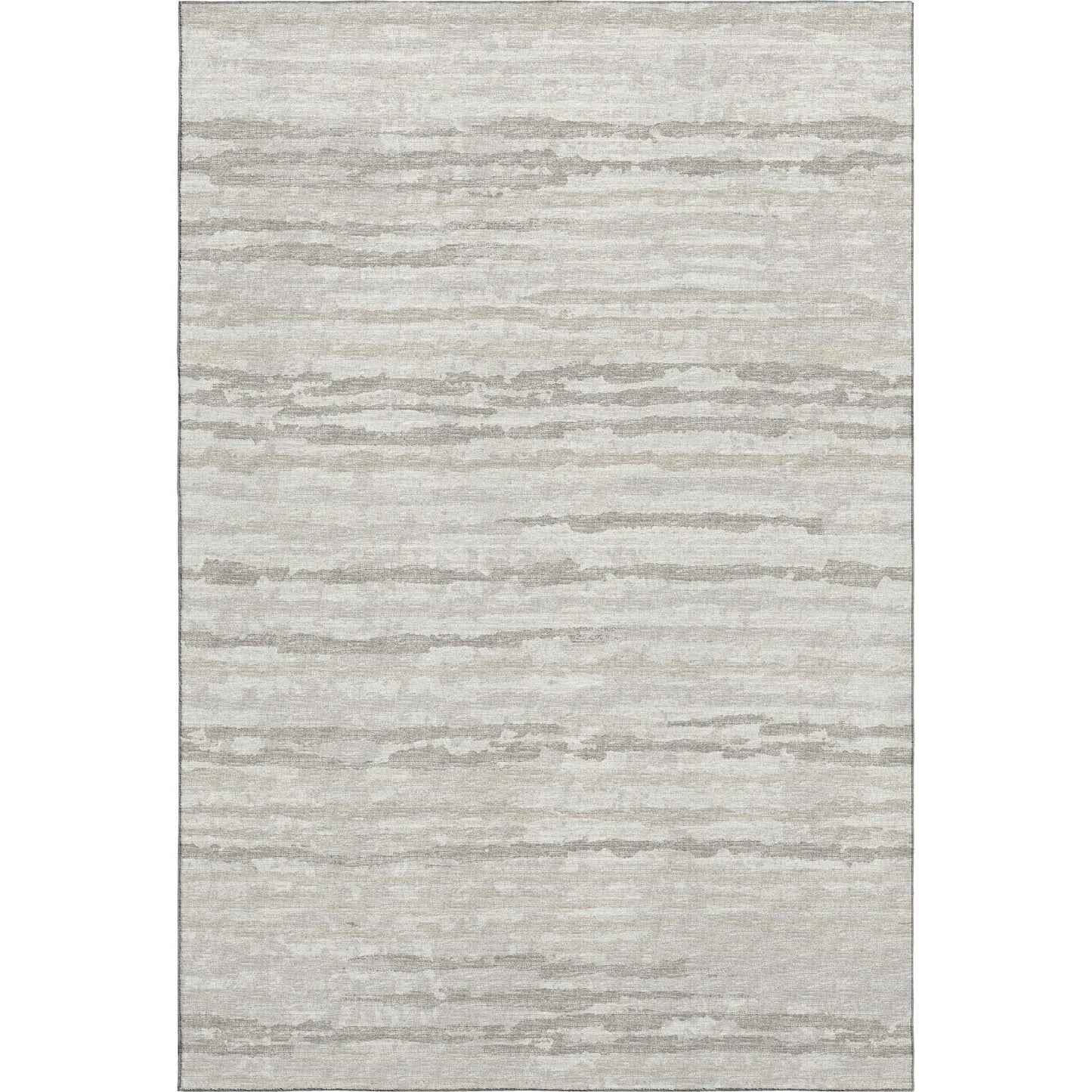 5' X 8' Khaki And Ivory Striped Washable Area Rug With UV Protection - HomeRoots - Flyclothing LLC