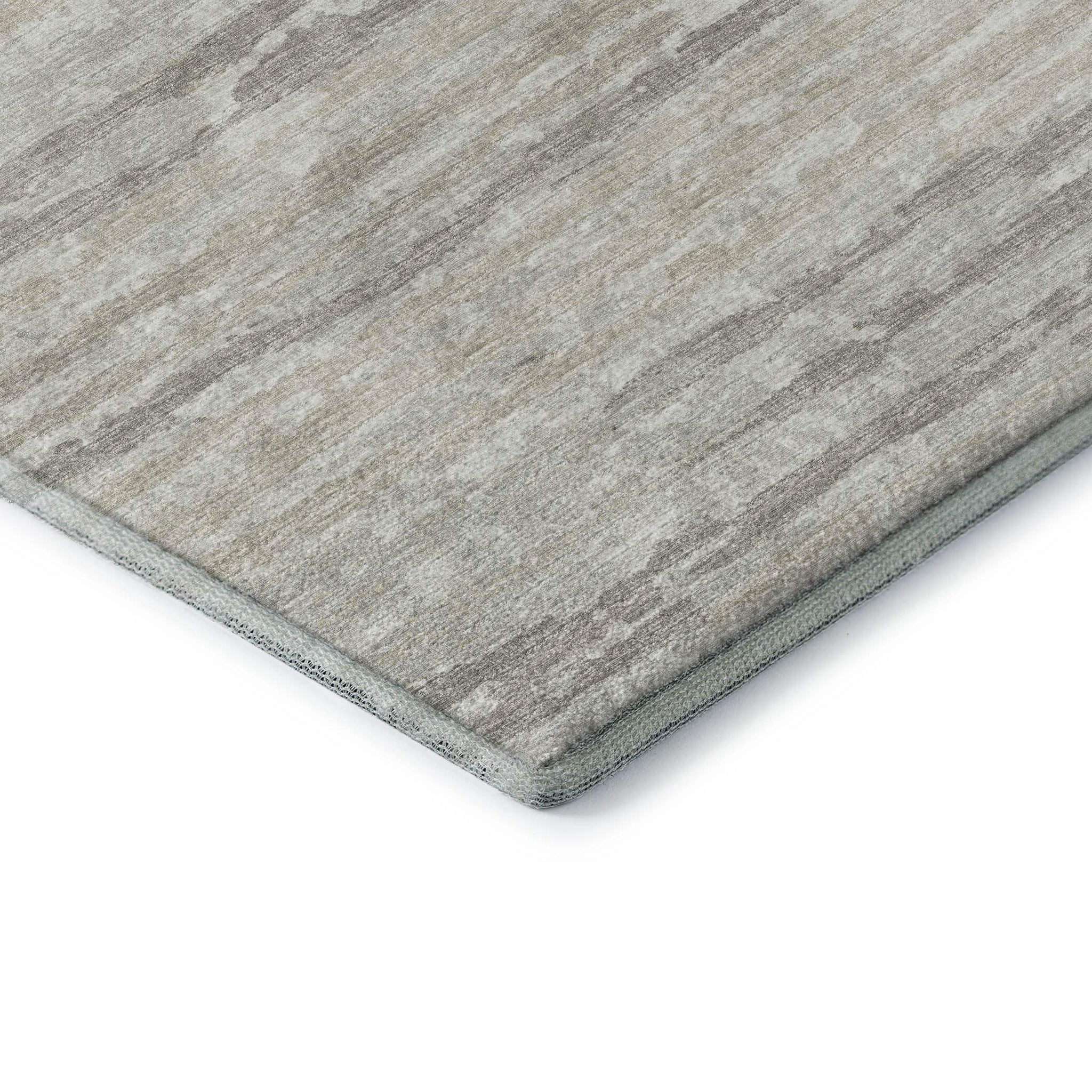 5' X 8' Khaki And Ivory Striped Washable Area Rug With UV Protection - HomeRoots - Flyclothing LLC
