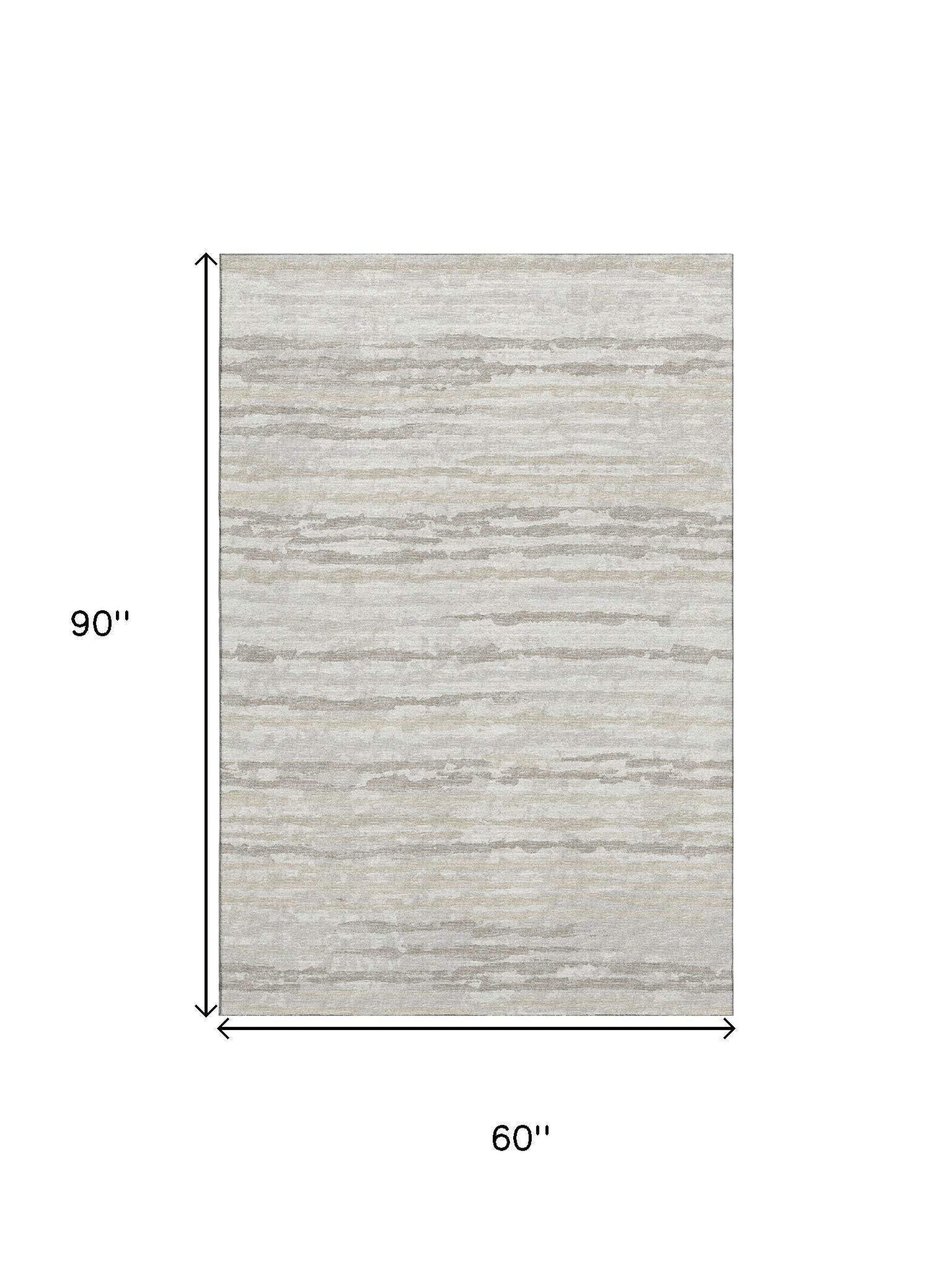 5' X 8' Khaki And Ivory Striped Washable Area Rug With UV Protection - HomeRoots - Flyclothing LLC