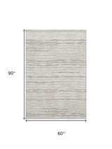 5' X 8' Khaki And Ivory Striped Washable Area Rug With UV Protection - HomeRoots - Flyclothing LLC