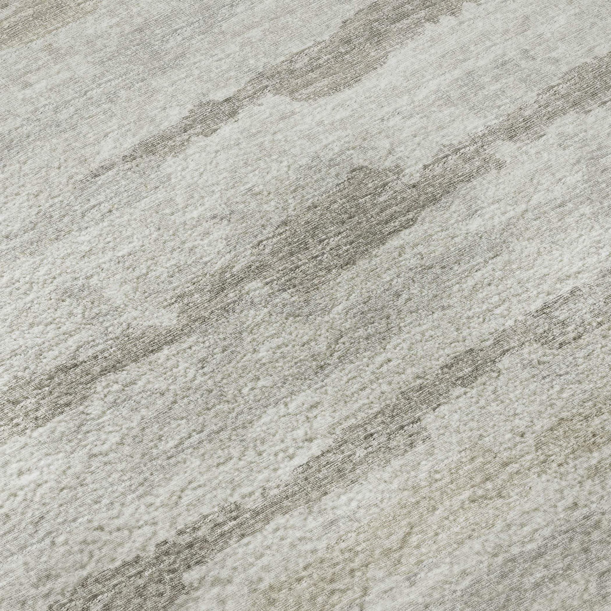 8' Khaki And Ivory Striped Washable Round Rug With UV Protection - HomeRoots - Flyclothing LLC