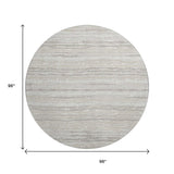 8' Khaki And Ivory Striped Washable Round Rug With UV Protection - HomeRoots - Flyclothing LLC