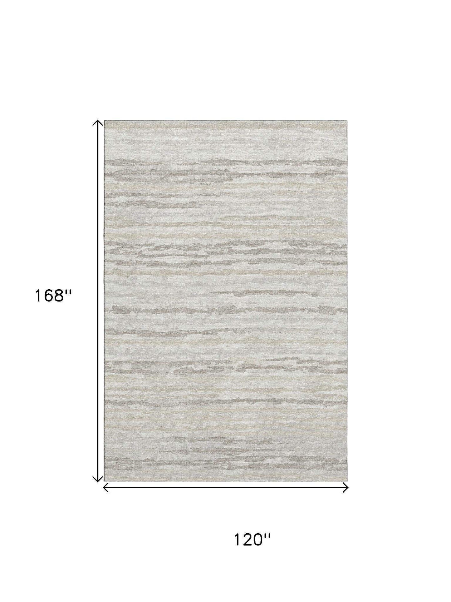 10' X 14' Khaki And Ivory Striped Washable Area Rug With UV Protection - HomeRoots - Flyclothing LLC