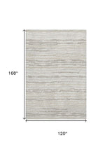 10' X 14' Khaki And Ivory Striped Washable Area Rug With UV Protection - HomeRoots - Flyclothing LLC
