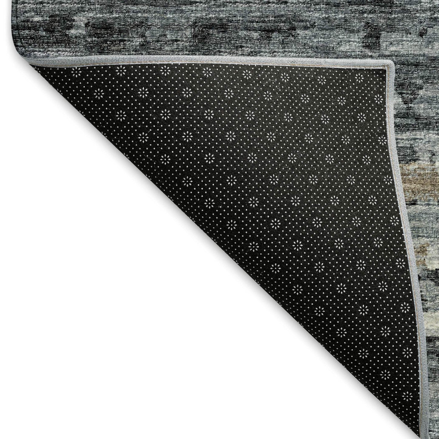 10' X 14' Graphite And Ivory Striped Distressed Washable Area Rug With UV Protection - HomeRoots - Flyclothing LLC