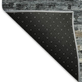 10' X 14' Graphite And Ivory Striped Distressed Washable Area Rug With UV Protection - HomeRoots - Flyclothing LLC